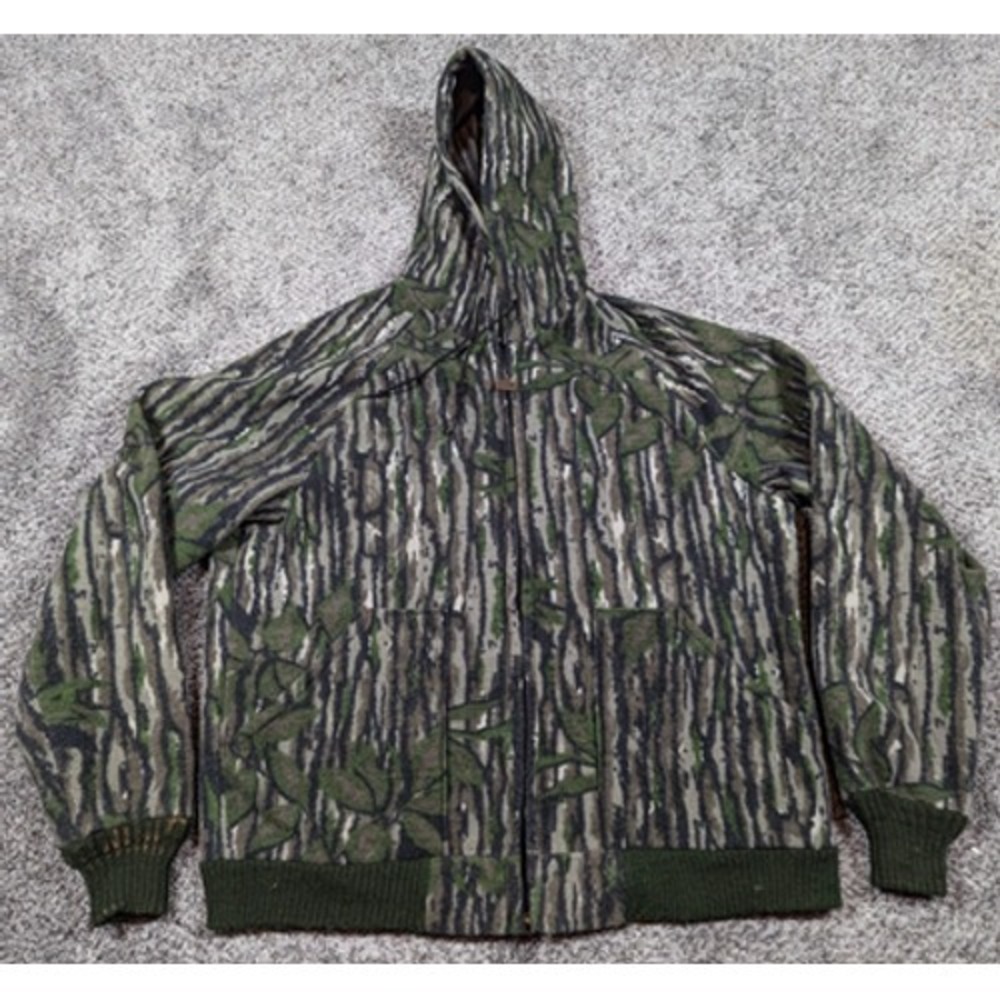 Vintage Walls Jacket Mens XL Camo Hooded Full Zip Made USA Polyester Hunting 90s